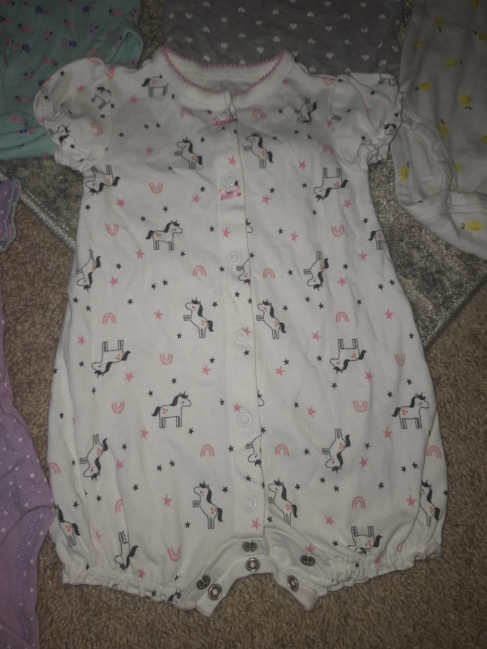 Lot Of 8- Baby Girls Assorted Short-Sleeve Onesie Set - Pastel Mix